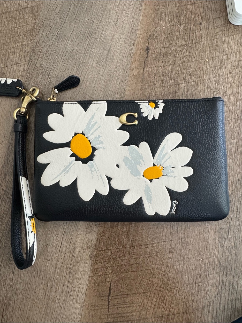 Coach Small Wristlet with Painted Daisy Floral Print CR534